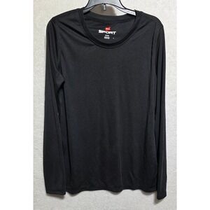 Hanes Sport Mens Black Long Sleeve Performance Athletic T Shirt Size S